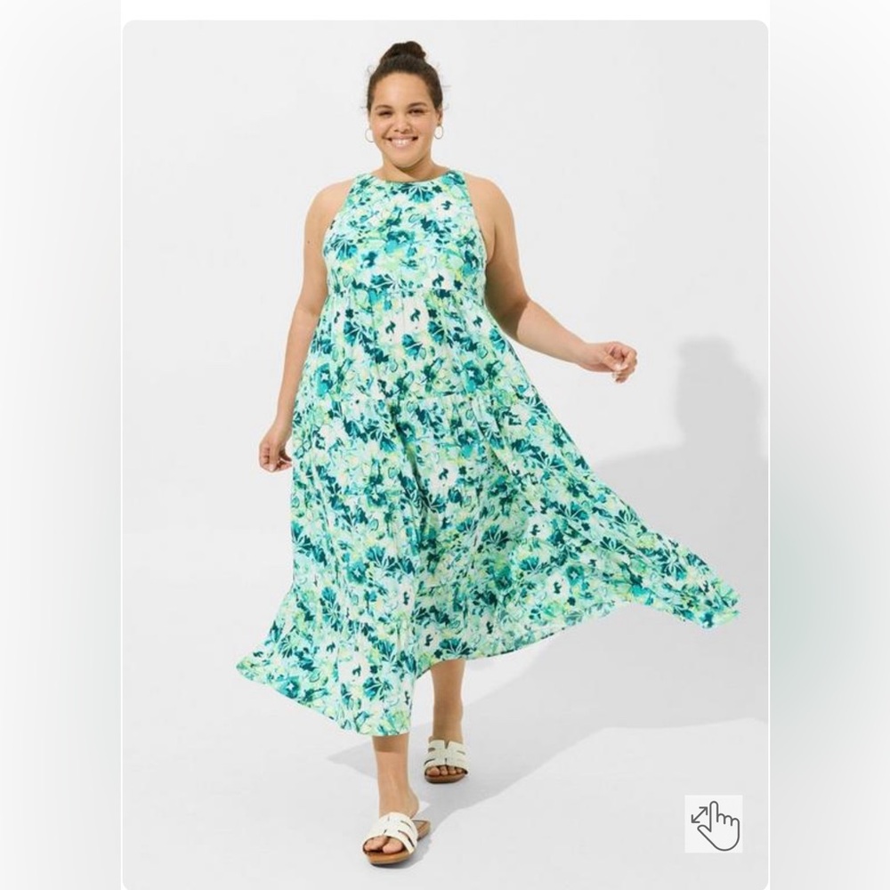 Torrid Maxi Washable Gauze Halter Tiered Dress size 2